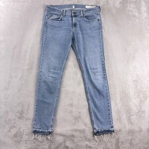 Rag & Bone Dre Jeans Womens Size 29x29 Blue Skinny Frayed Hem Stretch Denim